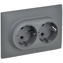 Розетка 2-м SKANDY 16А с заземл. защ. шторки в сборе SK-R07Gr сер. IEK SK-R24-16-K03-F