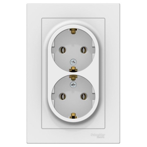 Розетка двойная AtlasDesign с заземл. 16А в сборе лотос SE ATN001324