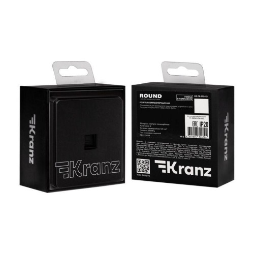 Розетка компьютерная СП ROUND MIELE RJ45 кат.6 оникс Kranz KR-78-0724-3
