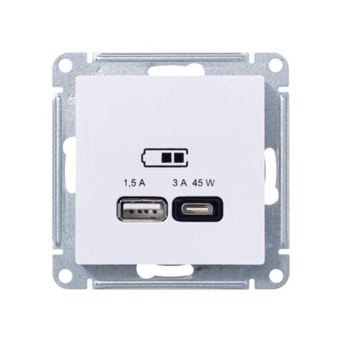 Розетка USB AtlasDesign тип A+C 45Вт высокоскор. ЗУ QC PD механизм лотос SE ATN001329