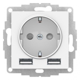 Розетка AtlasDesign 16А с 2-мя заряд. устройствами USB тип A+A 5В/2.4А 2х5В/1.2А механизм лотос SE A