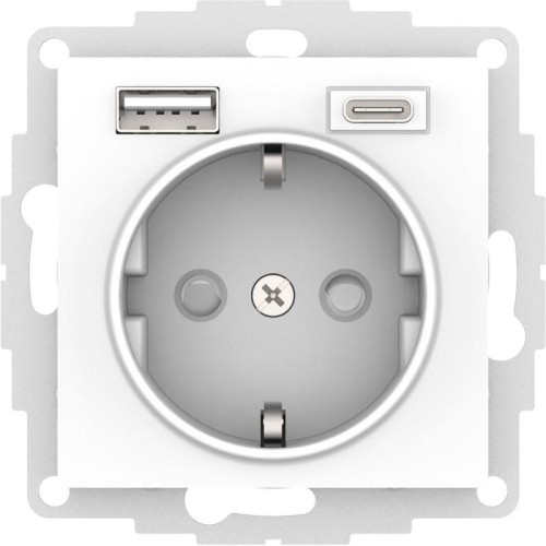 Розетка AtlasDesign 16А с 2-мя заряд. устройствами USB тип A+C 5В/2.4А/3.0А 2х5В/1.5А механизм лотос