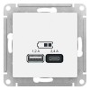 Розетка USB AtlasDesign тип A+C 5В/2.4А 2х5В/1.2А механизм лотос SE ATN001339