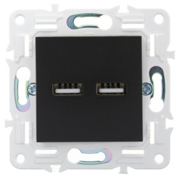 Розетка USB A+A 3.1А SKANDY SK-R15Bl черн. IEK SK-U21-D31-K02
