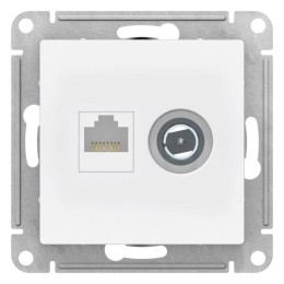 Розетка компьютерная + телевизионная 2-м AtlasDesign RJ45 кат.5E лотос SE ATN001389