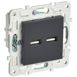 Розетка USB A+A 3.1А SKANDY SK-R15G графит IEK SK-U21-D31-K53