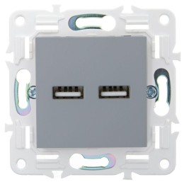 Розетка USB A+A 3.1А SKANDY SK-R15Gr сер. IEK SK-U21-D31-K03