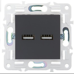 Розетка USB A+A 3.1А SKANDY SK-R15T титан IEK SK-U21-D31-K48