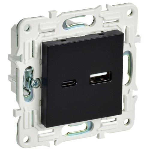Розетка USB A+C 18Вт SKANDY SK-R13Bl черн. IEK SK-U22-018-K02