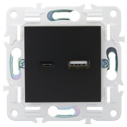 Розетка USB A+C 18Вт SKANDY SK-R13Bl черн. IEK SK-U22-018-K02