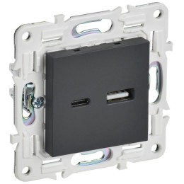 Розетка USB A+C 18Вт SKANDY SK-R13G графит IEK SK-U22-018-K53
