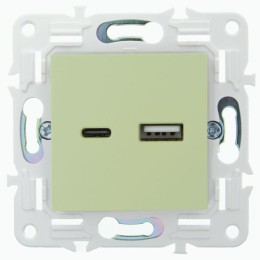 Розетка USB A+C 18Вт SKANDY SK-R13G мятный IEK SK-U22-018-K06