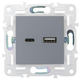 Розетка USB A+C 18Вт SKANDY SK-R13Gr сер. IEK SK-U22-018-K03