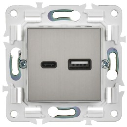 Розетка USB A+C 18Вт SKANDY SK-R13N никель IEK SK-U22-018-K50