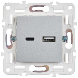 Розетка USB A+C 18Вт SKANDY SK-R13S серебр. IEK SK-U22-018-K23