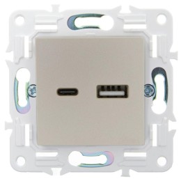 Розетка USB A+C 18Вт SKANDY SK-R13Sa песочн. IEK SK-U22-018-K98