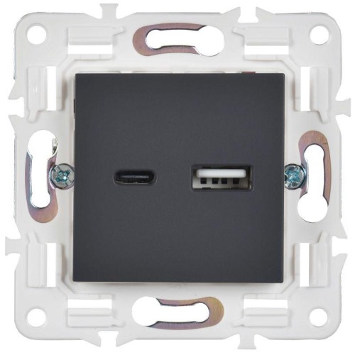 Розетка USB A+C 18Вт SKANDY SK-R13T титан IEK SK-U22-018-K48