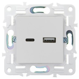 Розетка USB A+C 18Вт SKANDY SK-R13W арктич. бел. IEK SK-U22-018-K01