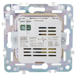 Розетка USB A+C 18Вт SKANDY SK-R13W арктич. бел. IEK SK-U22-018-K01