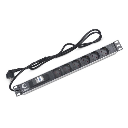 Блок розеток 6-м PDU-6P-B-2EU 16А горизонт. евро/немецк. стандарт с автомат. выкл. шнур 2м для 19дюй