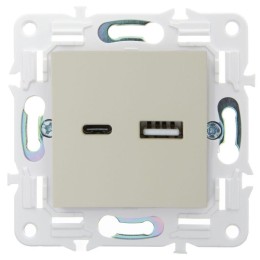 Розетка USB A+C 3.1А SKANDY SK-R14B беж. IEK SK-U22-D31-K10