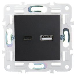 Розетка USB A+C 3.1А SKANDY SK-R14Bl черн. IEK SK-U22-D31-K02
