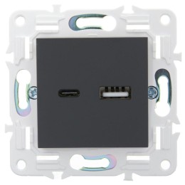 Розетка USB A+C 3.1А SKANDY SK-R14G графит IEK SK-U22-D31-K53