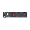 Блок розеток 12-м PDU-12P-2EU 16А евро/немецк. стандарт с выкл. шнур 2м для 19дюйм шкафов алюм. Cabe