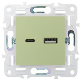 Розетка USB A+C 3.1А SKANDY SK-R14G мятный IEK SK-U22-D31-K06