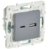 Розетка USB A+C 3.1А SKANDY SK-R14Gr сер. IEK SK-U22-D31-K03