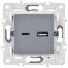Розетка USB A+C 3.1А SKANDY SK-R14Gr сер. IEK SK-U22-D31-K03