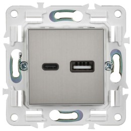 Розетка USB A+C 3.1А SKANDY SK-R14N никель IEK SK-U22-D31-K50
