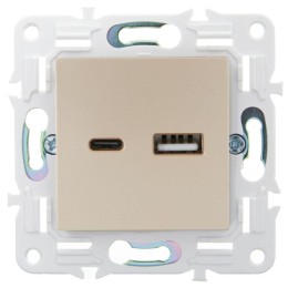 Розетка USB A+C 3.1А SKANDY SK-R14Sa песочн. IEK SK-U22-D31-K98