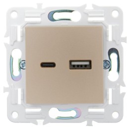 Розетка USB A+C 3.1А SKANDY SK-R14Sh шампань IEK SK-U22-D31-K37