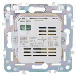 Розетка USB A+C 3.1А SKANDY SK-R14Sh шампань IEK SK-U22-D31-K37
