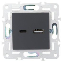 Розетка USB A+C 3.1А SKANDY SK-R14T титан IEK SK-U22-D31-K48