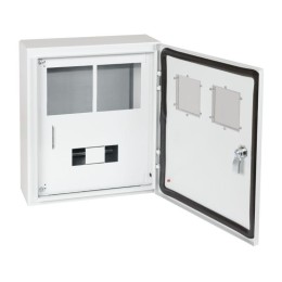 Корпус металлический ЩУРн-ПРО-1х2-МП/7-415х370х147-IP66-УХЛ1 (1фх2 счетчика на МП с окном учета 7 мо