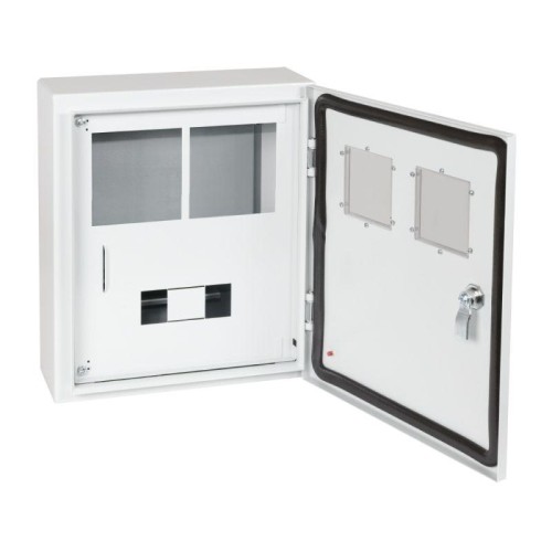 Корпус металлический ЩУРн-ПРО-1х2-МП/7-415х370х147-IP66-УХЛ1 (1фх2 счетчика на МП с окном учета 7 мо