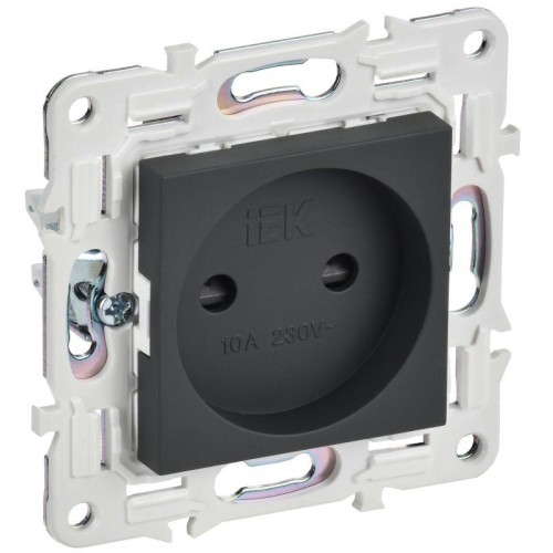 Розетка SKANDY 10А без заземл. защ. шторки SK-R01G графит IEK SK-R13-10-K53