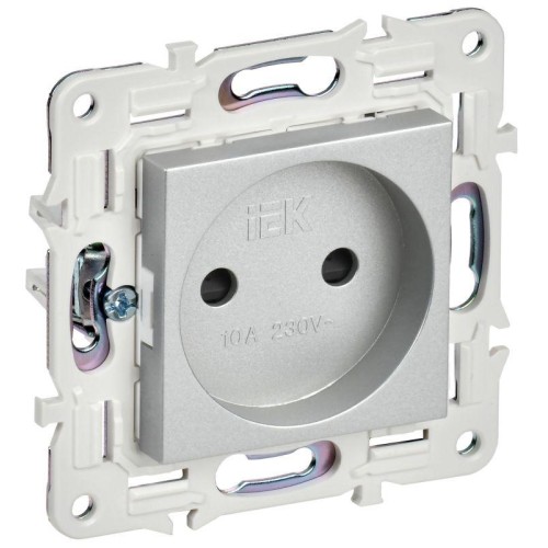 Розетка SKANDY 10А без заземл. защ. шторки SK-R01S серебр. IEK SK-R13-10-K23