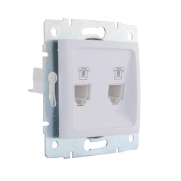 Розетка телефонная 2-м СП Karina RJ11 механизм бел. LEZARD 707-0288-138