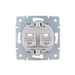 Розетка телефонная 2-м СП Karina RJ11 механизм бел. LEZARD 707-0288-138