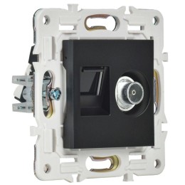 Розетка двойная TV+RJ45 кат.5E SKANDY SK-A14Bl черн. IEK SK-AK20-1-K02