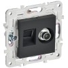 Розетка двойная TV+RJ45 кат.5E SKANDY SK-A14G графит IEK SK-AK20-1-K53