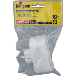 Разветвитель 2-м с заземл. 10А IP20 94 670 NAD-L-2E-C-WH Navigator 94670