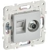 Розетка двойная TV+RJ45 кат.5E SKANDY SK-A14S серебр. IEK SK-AK20-1-K23