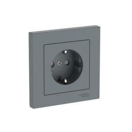 Розетка AtlasDesign 16А с заземл. защ. шторки быстрозажим. клем. в сборе грифель SE ATN000744S