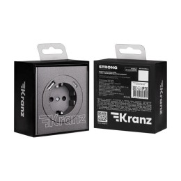Розетка 1-м СП STRONG MIELE 16А с заземл. защ. шторки с USB A+C быстрой зарядки 5В/3А графит Kranz K