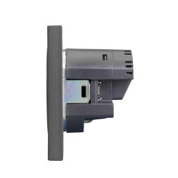 Розетка 1-м СП STRONG MIELE 16А с заземл. защ. шторки с USB A+C быстрой зарядки 5В/3А графит Kranz K