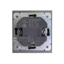 Розетка 1-м СП STRONG MIELE 16А с заземл. защ. шторки с USB A+C быстрой зарядки 5В/3А графит Kranz K